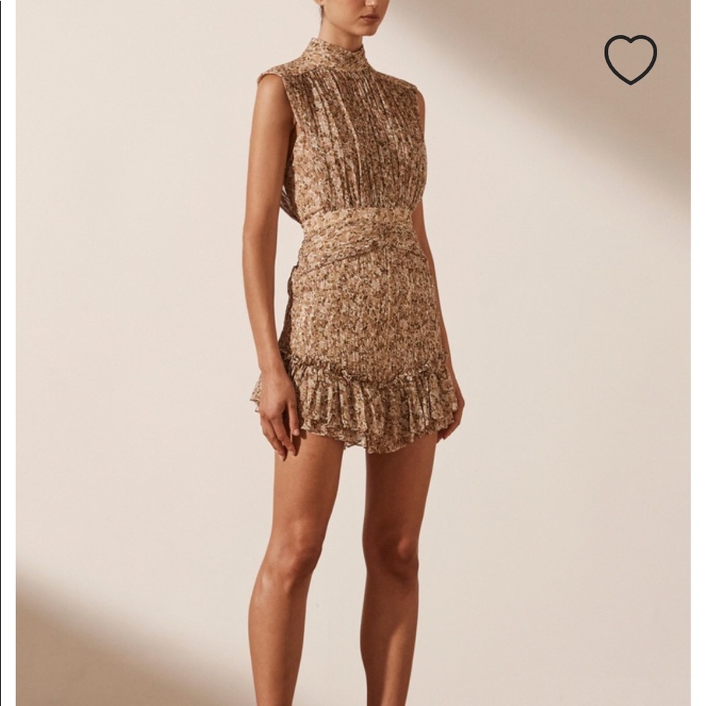 Shona Joy Floral Print Dress in Beige and Brown